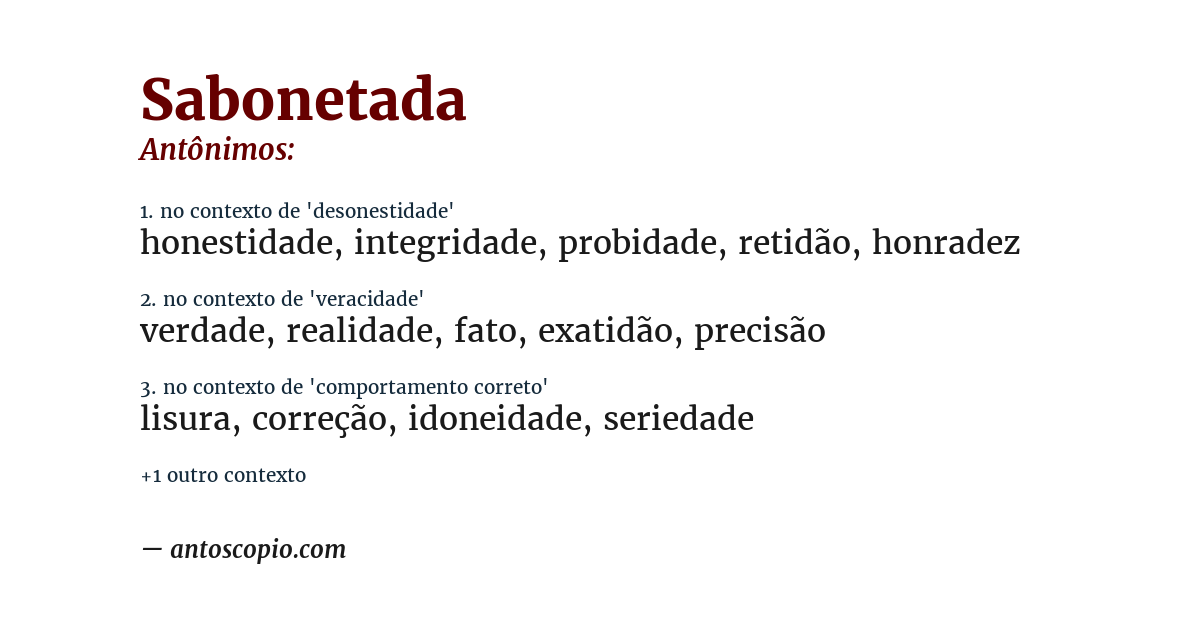 Antônimo de sabonetada