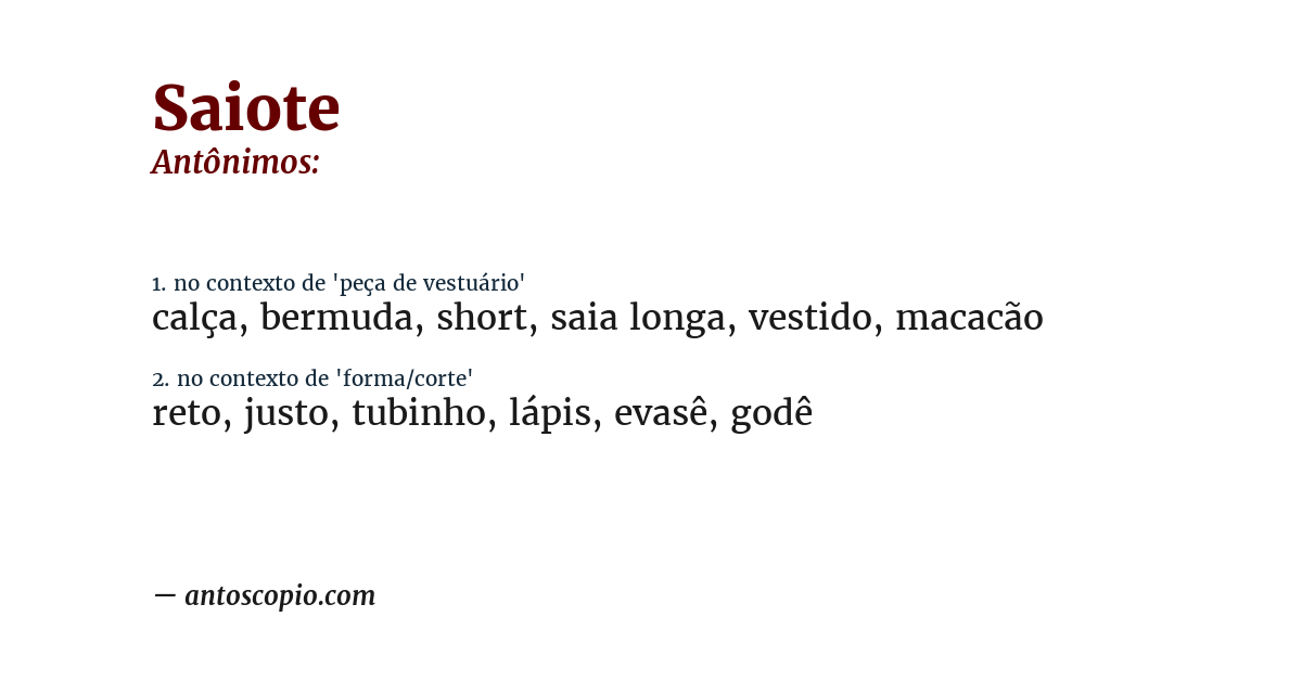 Antônimo de saiote