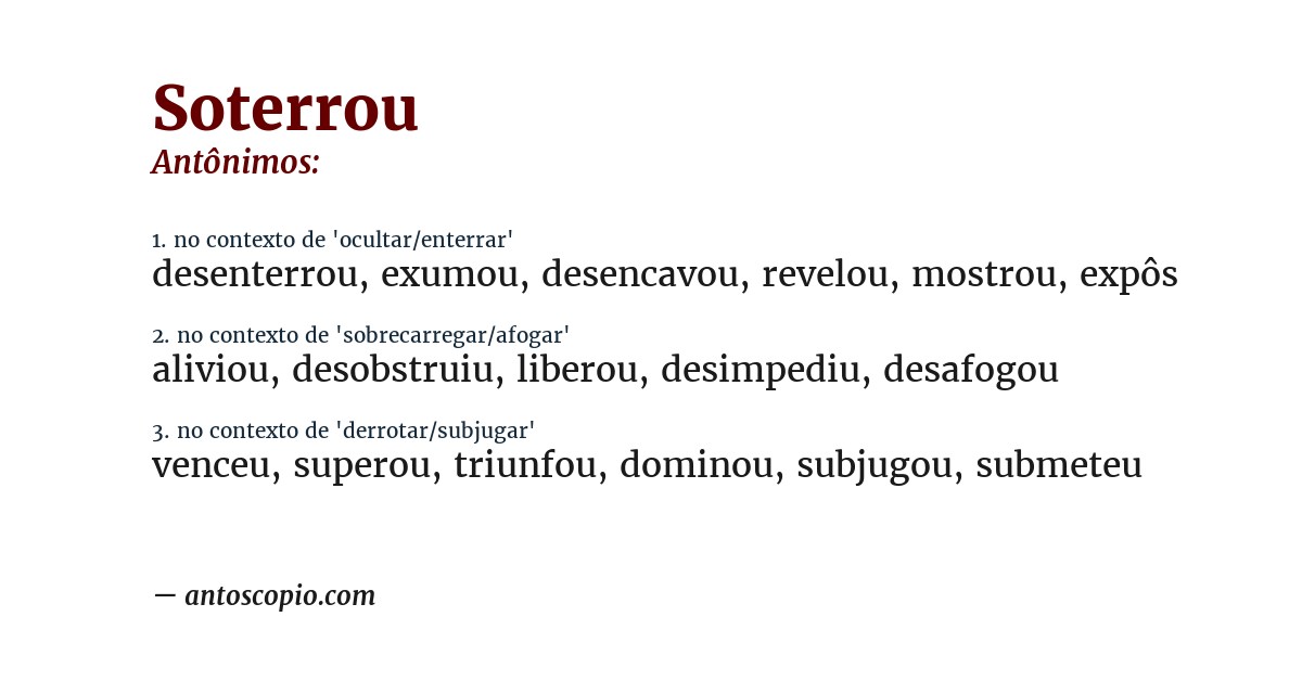 Antônimo de soterrou