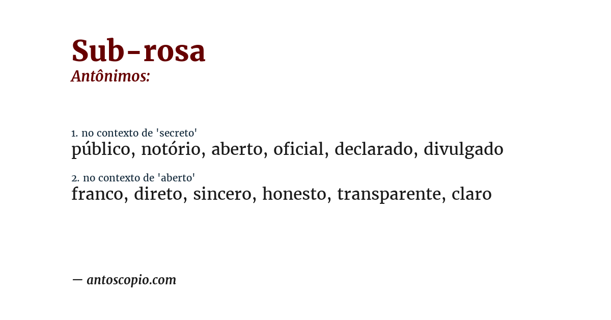 Antônimo de sub-rosa