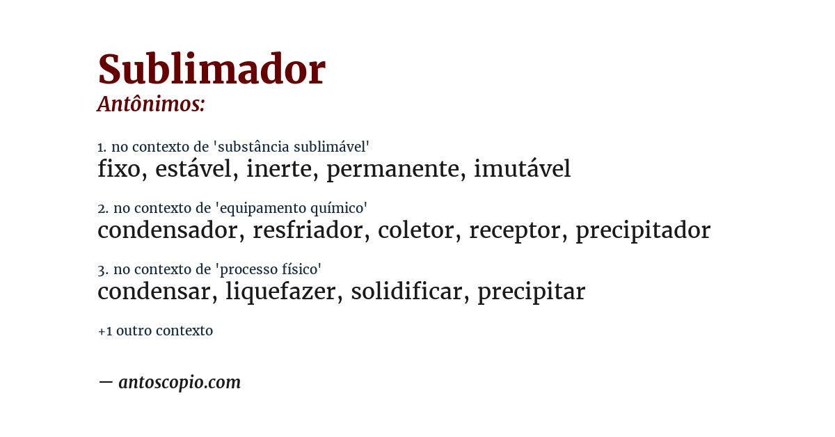 Antônimo de sublimador
