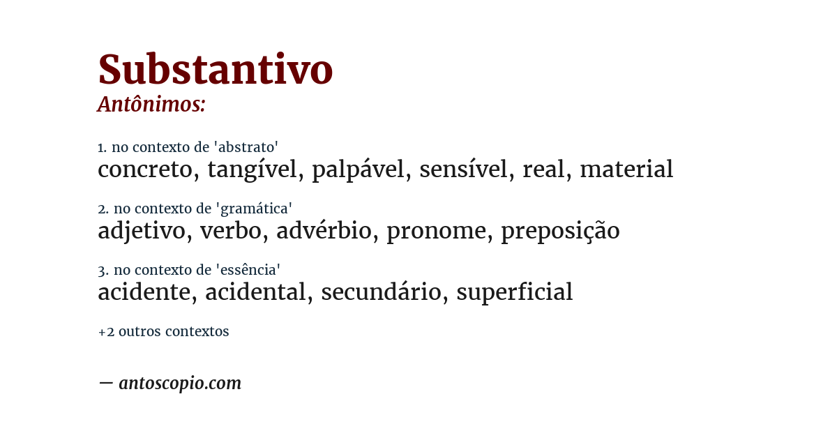Antônimo de substantivo