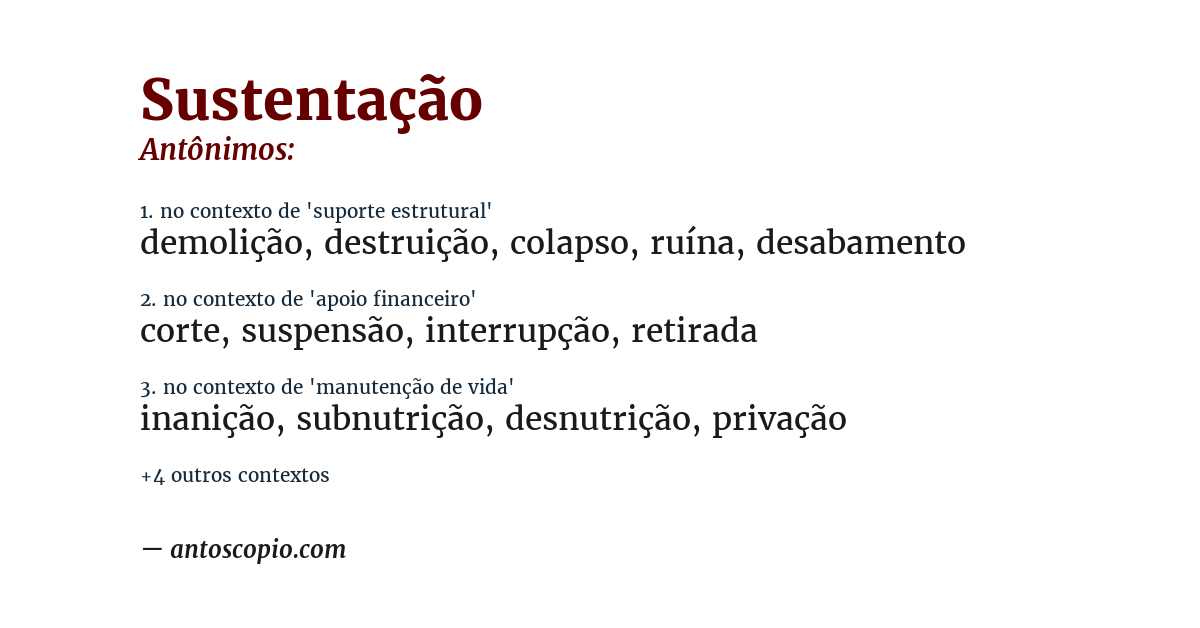 Antônimo de sustentação
