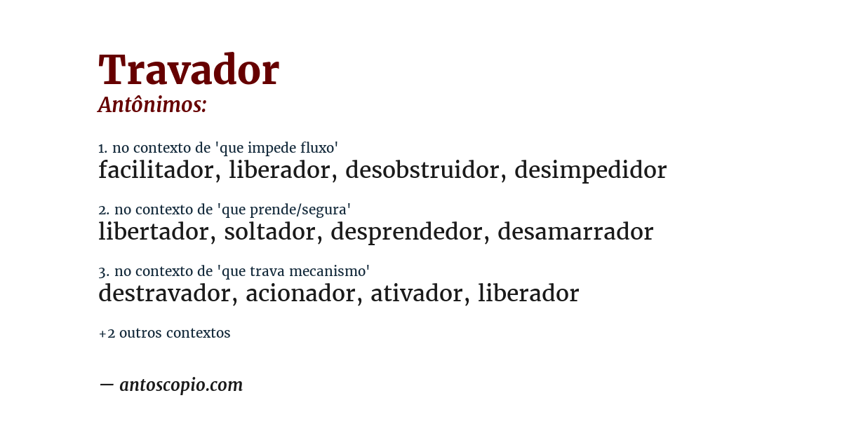 Antônimo de travador