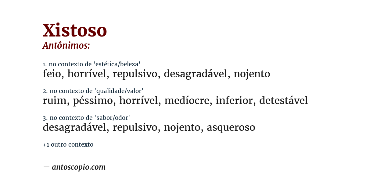 Antônimo de xistoso