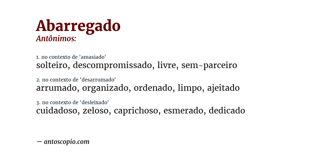 Antônimo de abarregado