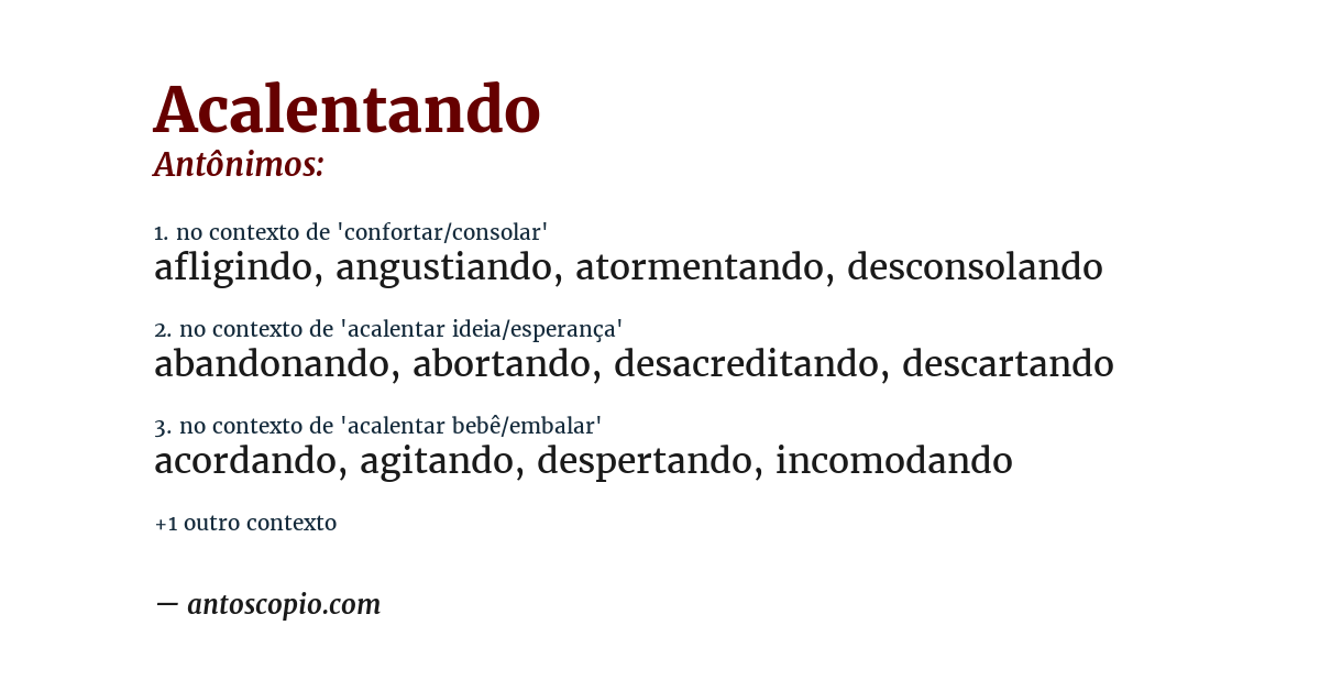 Antônimo de acalentando