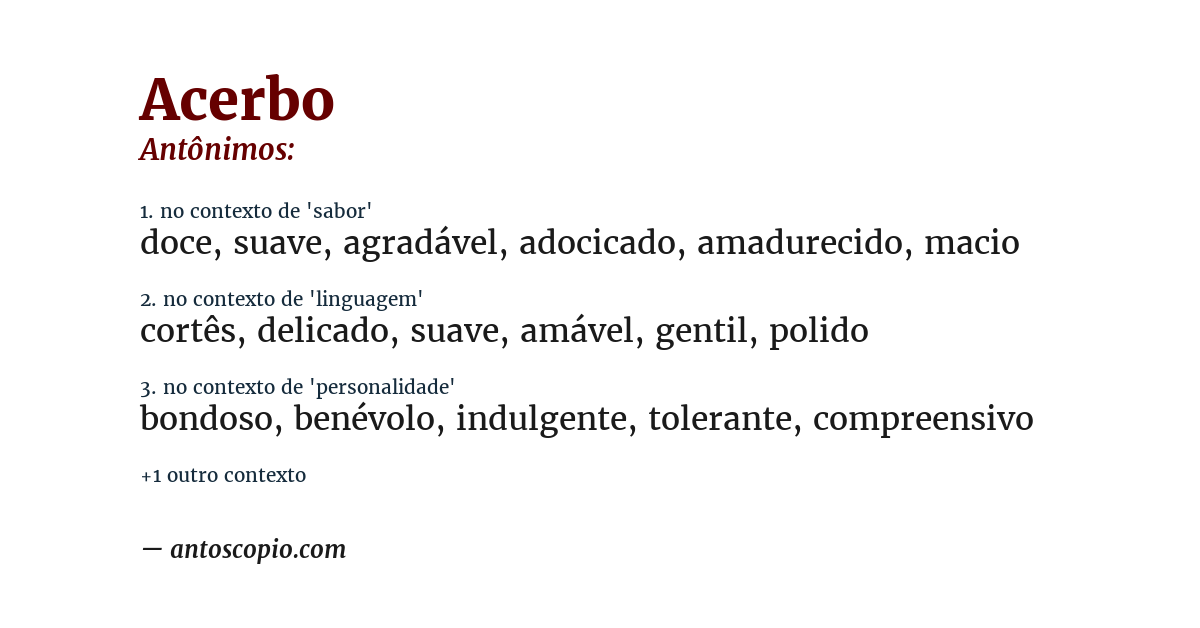 Antônimo de acerbo