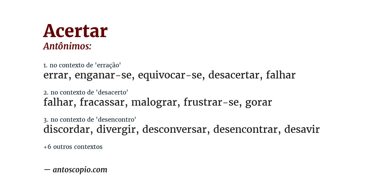 Antônimo de acertar
