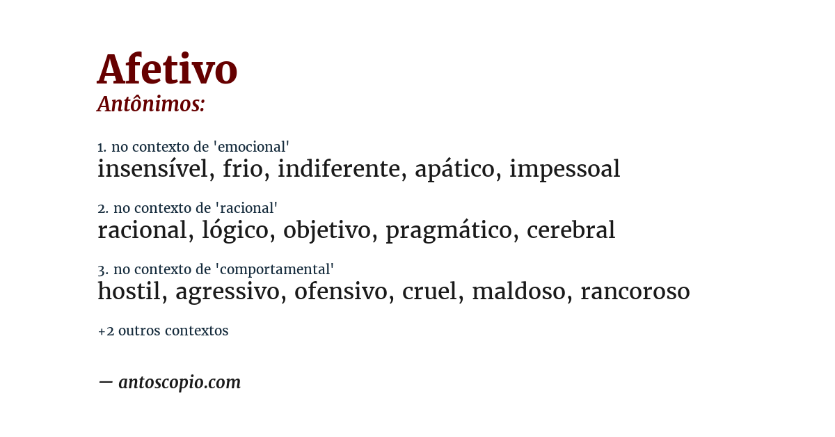 Antônimo de afetivo