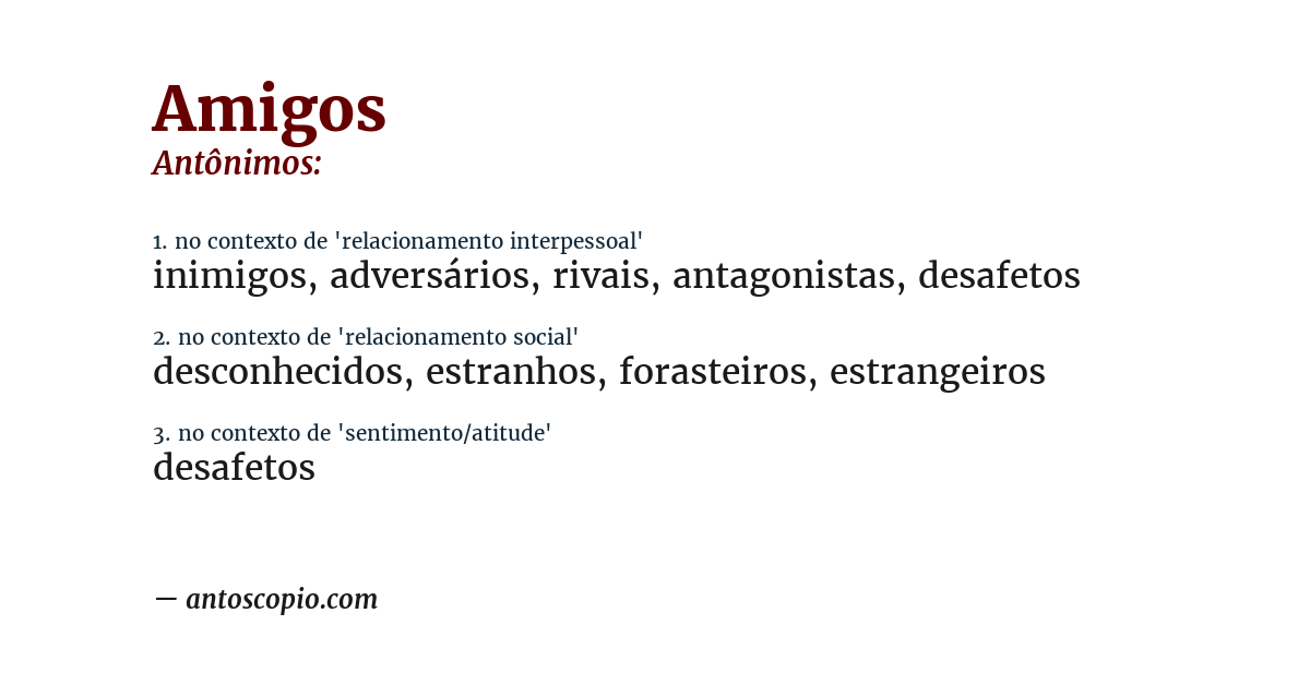 Antônimo de amigos