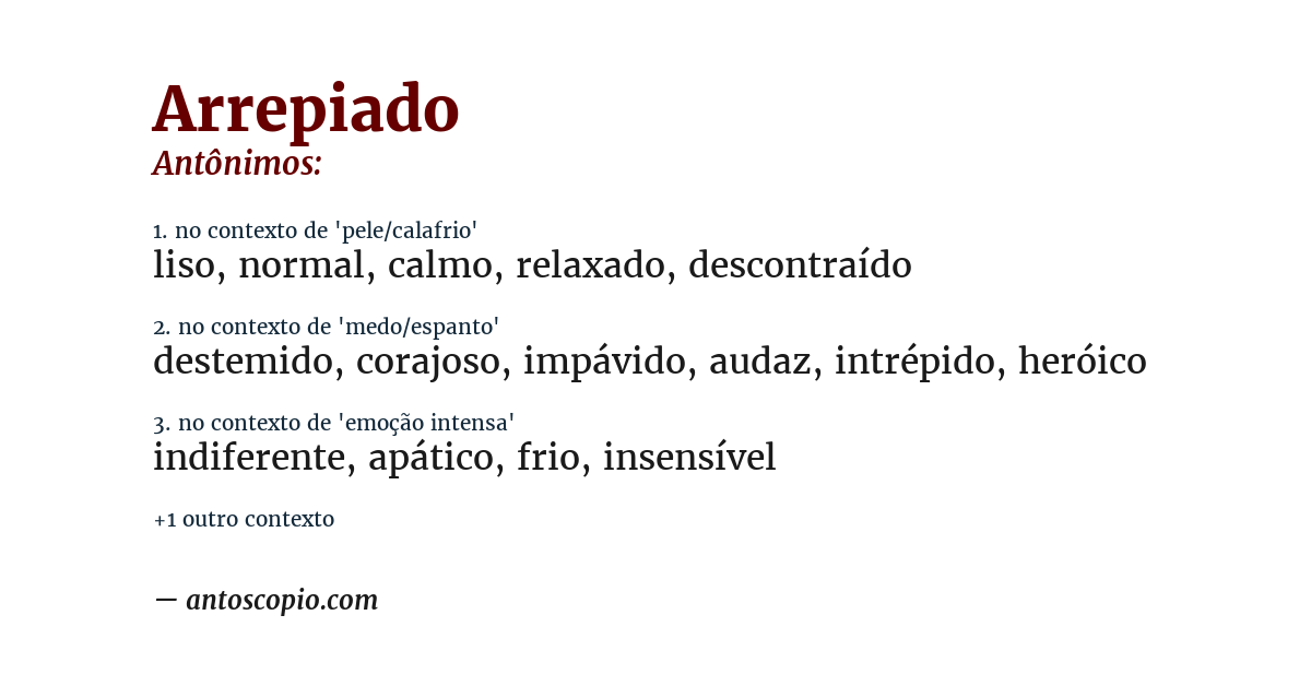 Antônimo de arrepiado