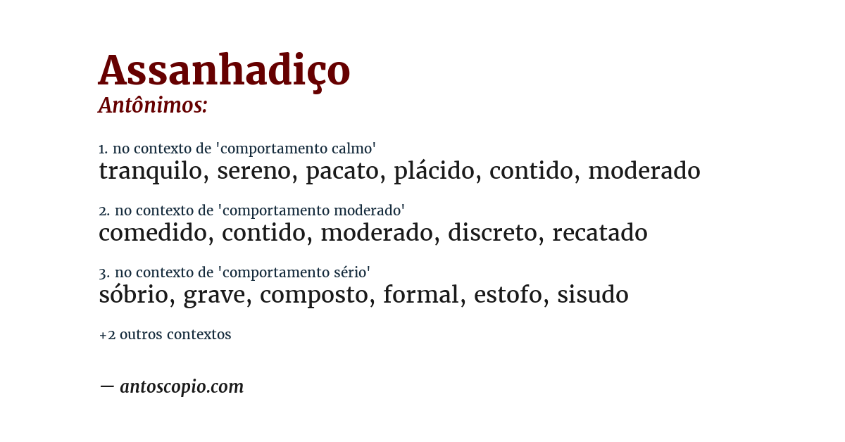 Antônimo de assanhadiço
