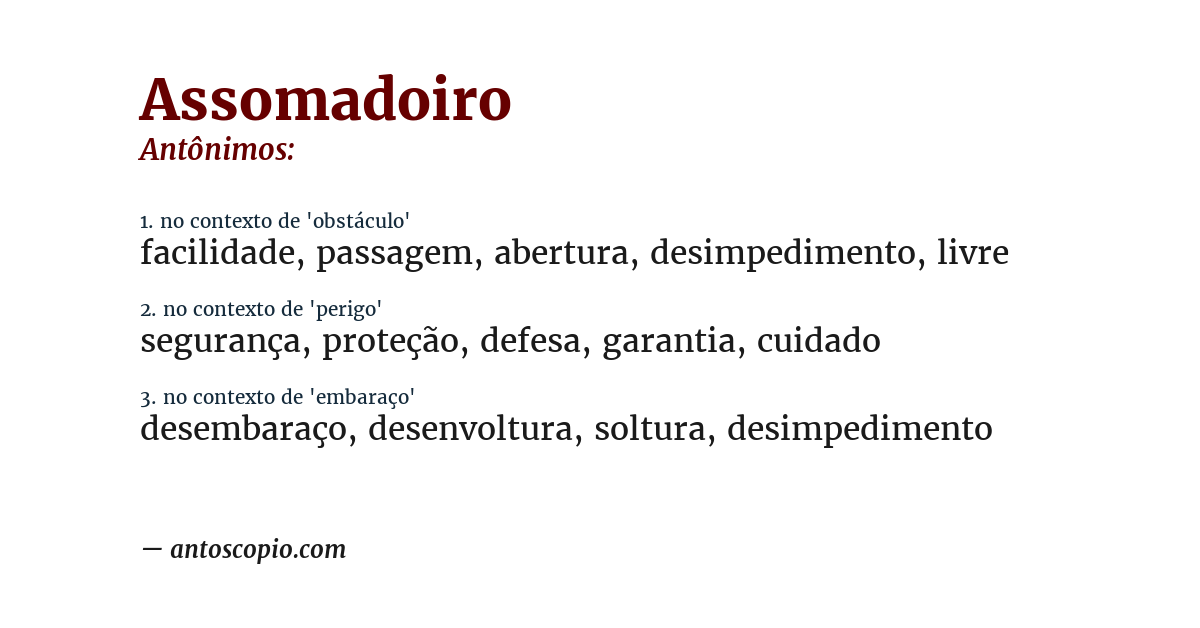 Antônimo de assomadoiro