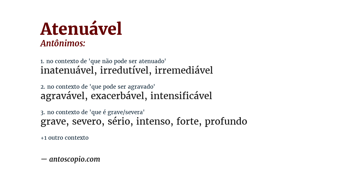 Antônimo de atenuável