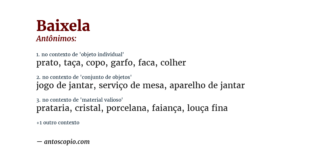 Antônimo de baixela