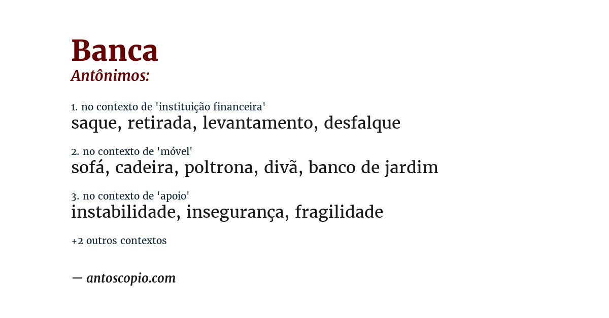 Antônimo de banca