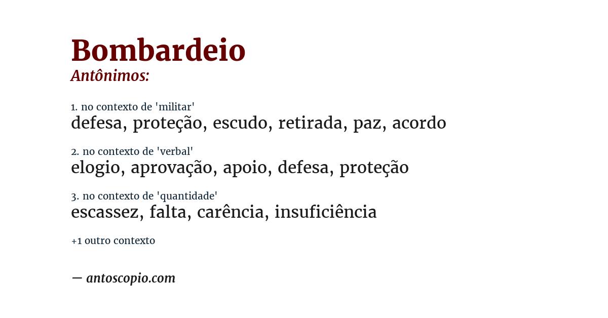 Antônimo de bombardeio