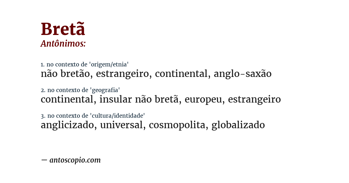 Antônimo de bretã