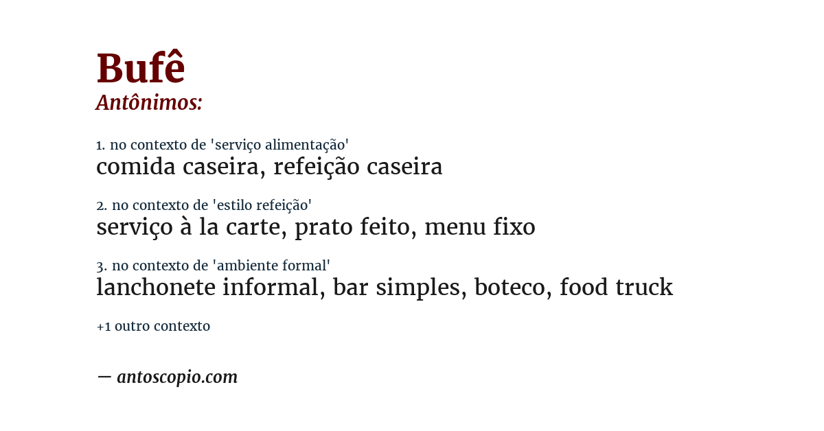 Antônimo de bufê