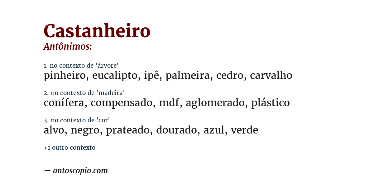 Antônimo de castanheiro