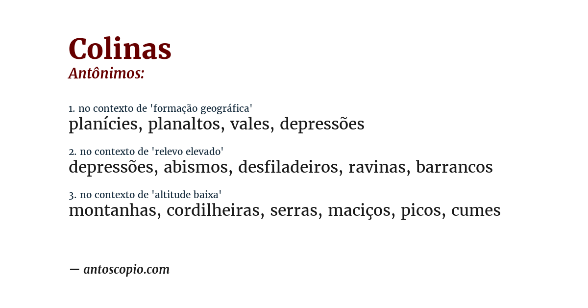 Antônimo de colinas