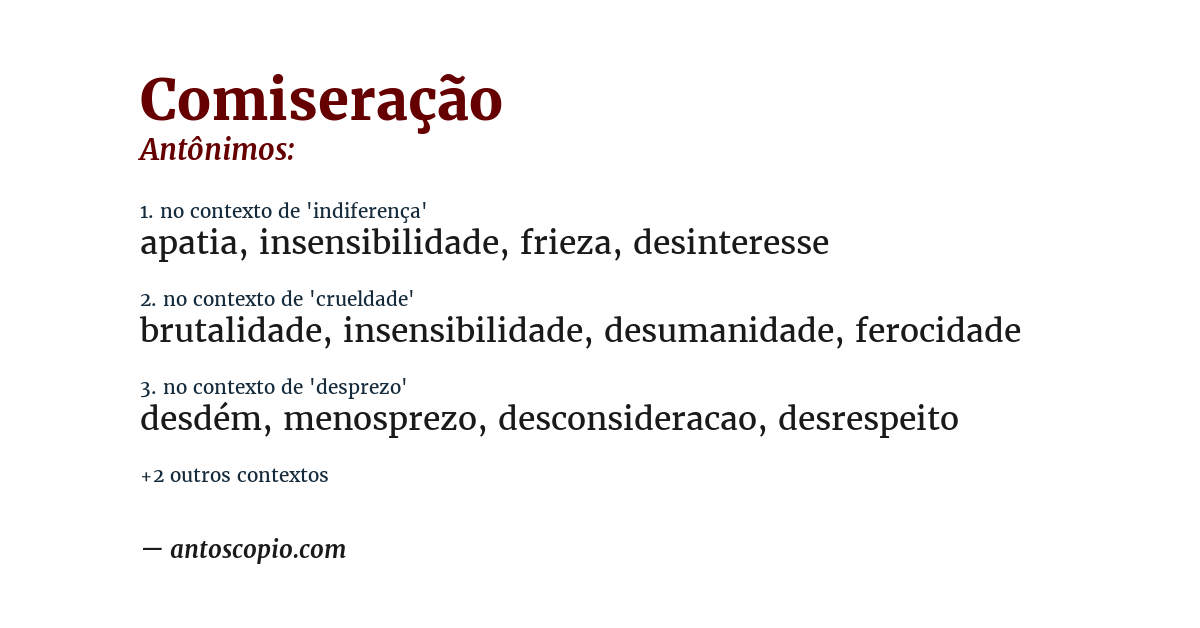 Antônimo de comiseração