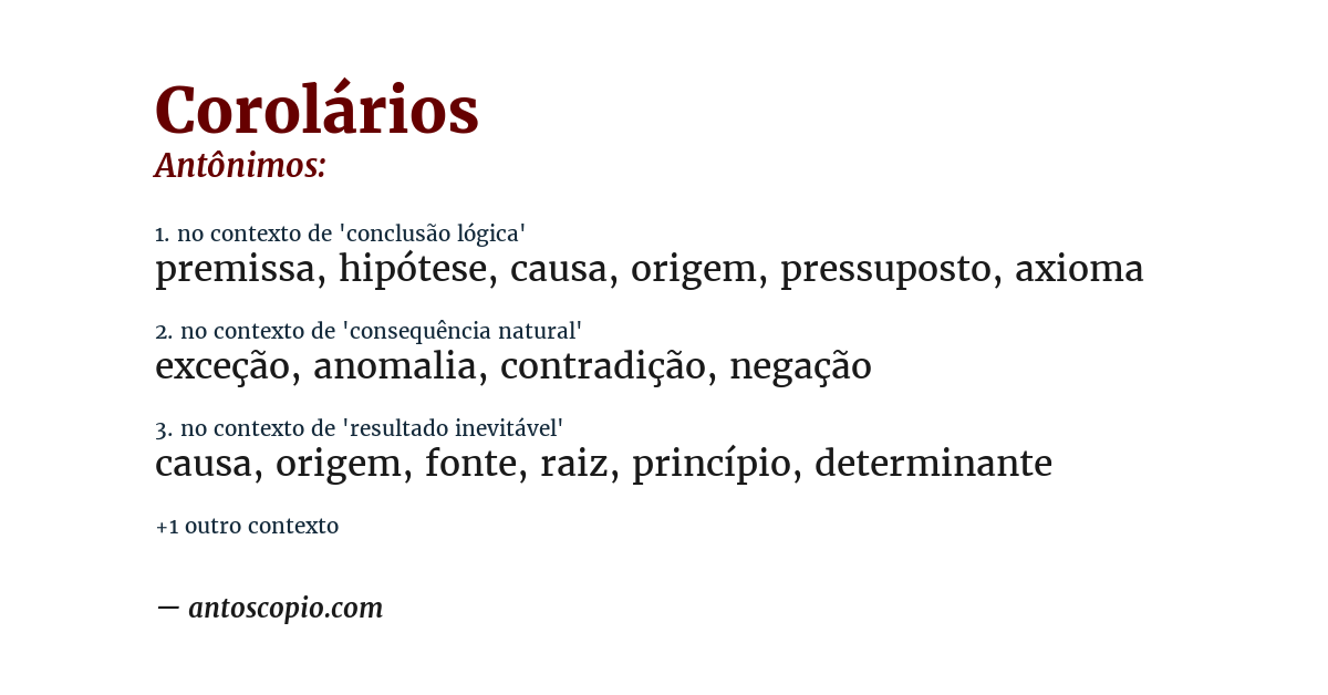 Antônimo de corolários