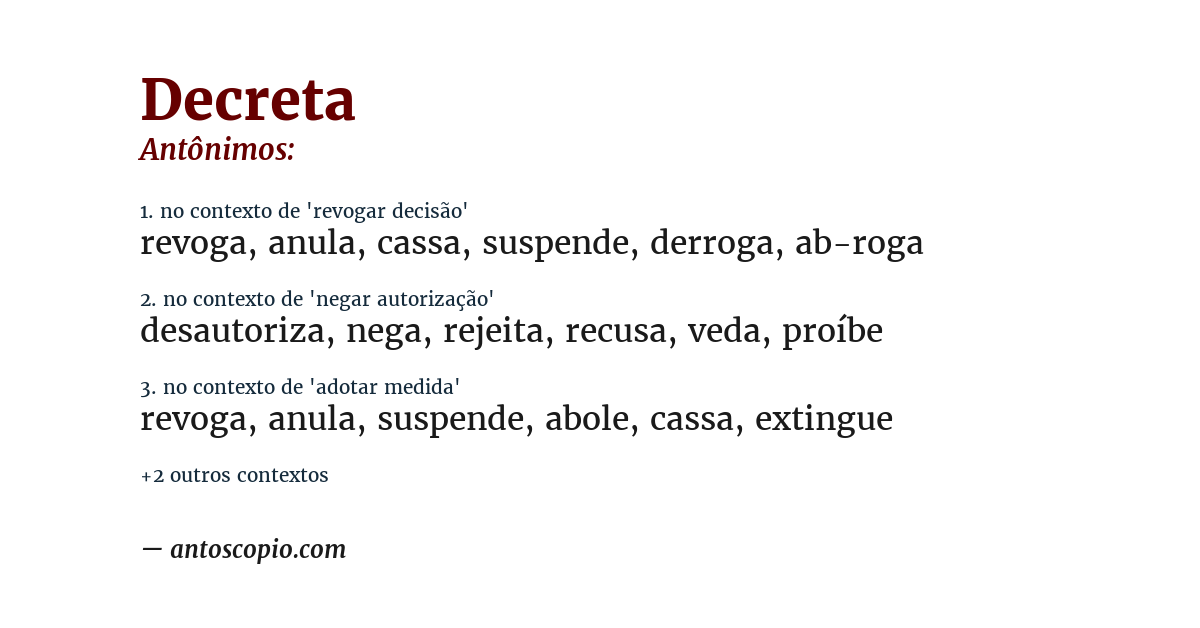 Antônimo de decreta