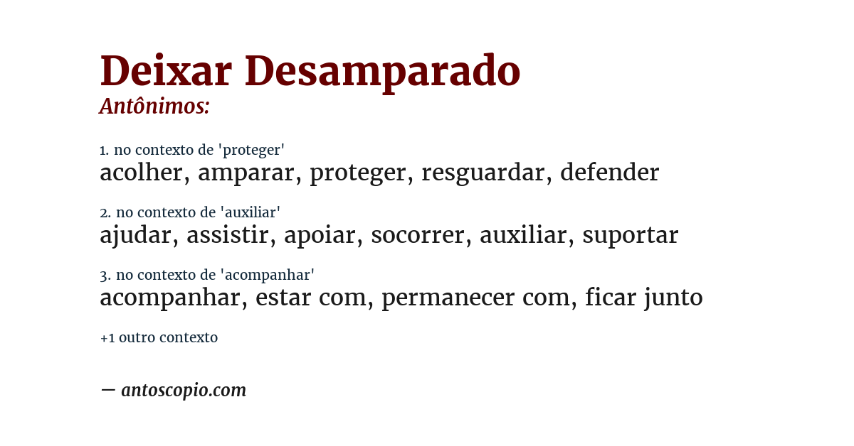 Antônimo de deixar desamparado