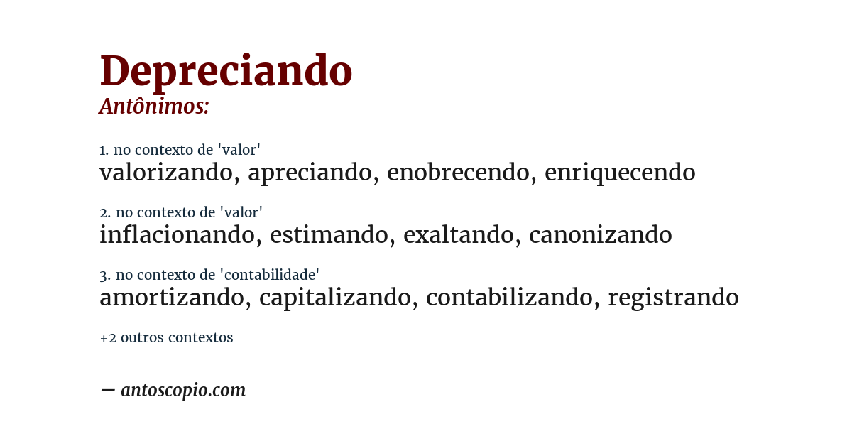 Antônimo de depreciando