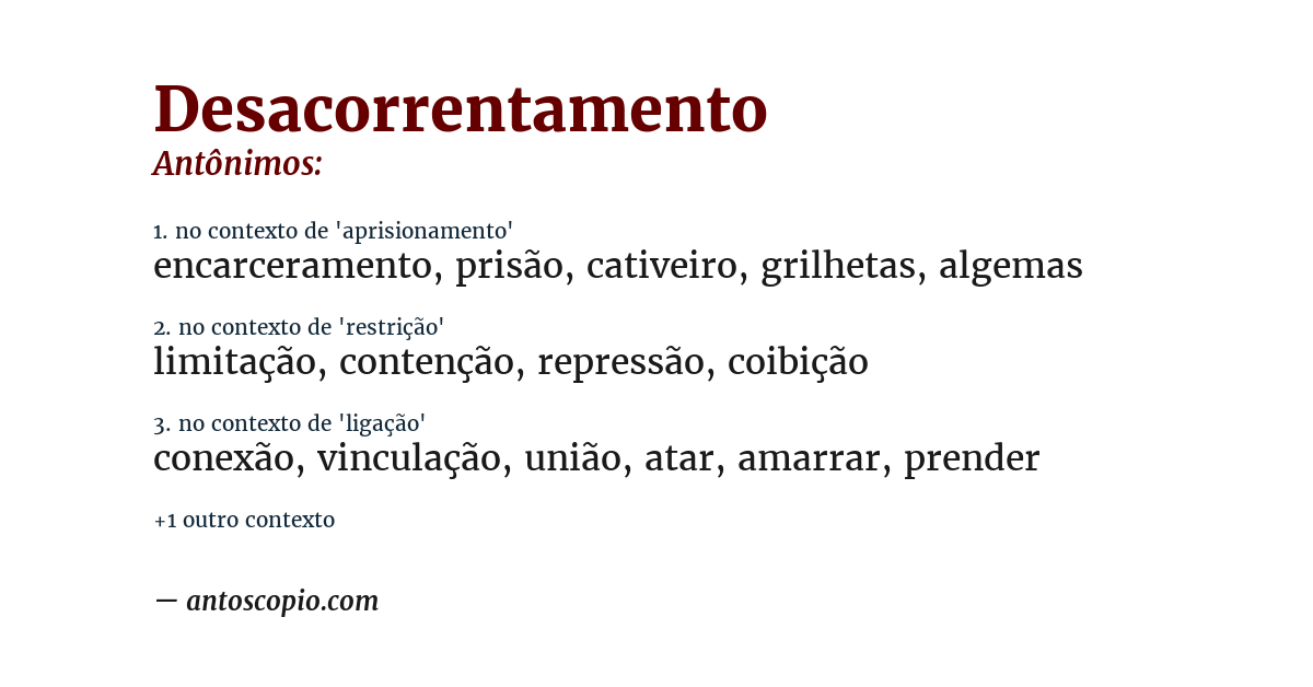 Antônimo de desacorrentamento