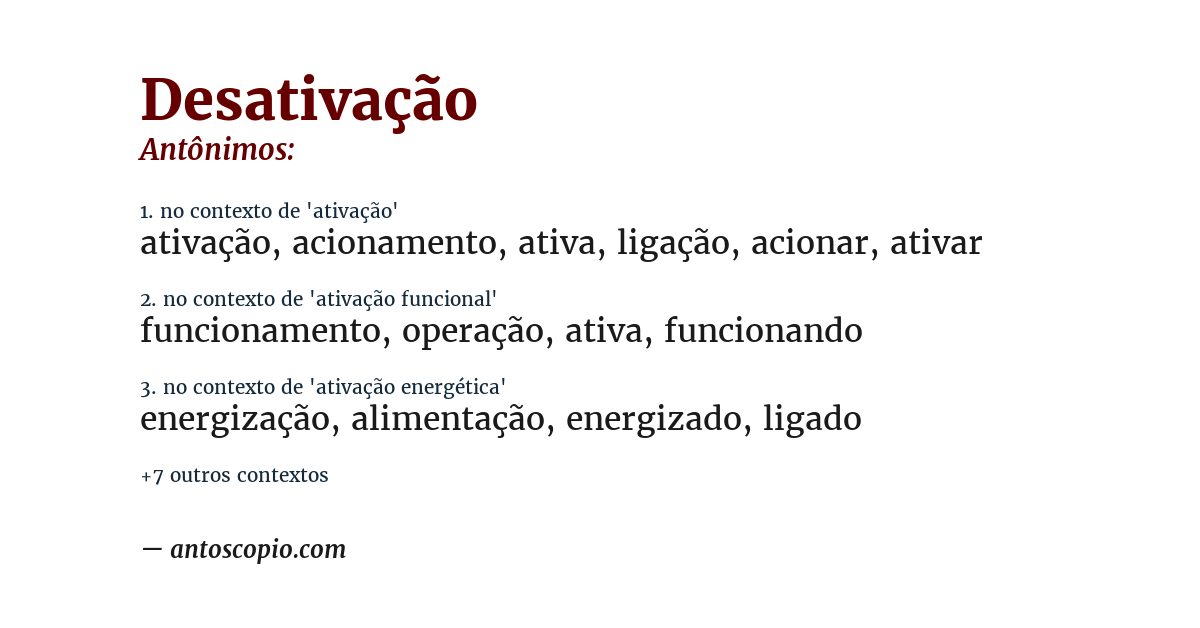 Antônimo de desativação
