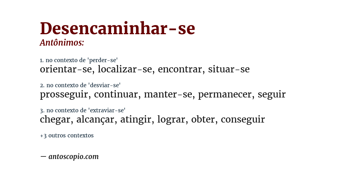 Antônimo de desencaminhar-se