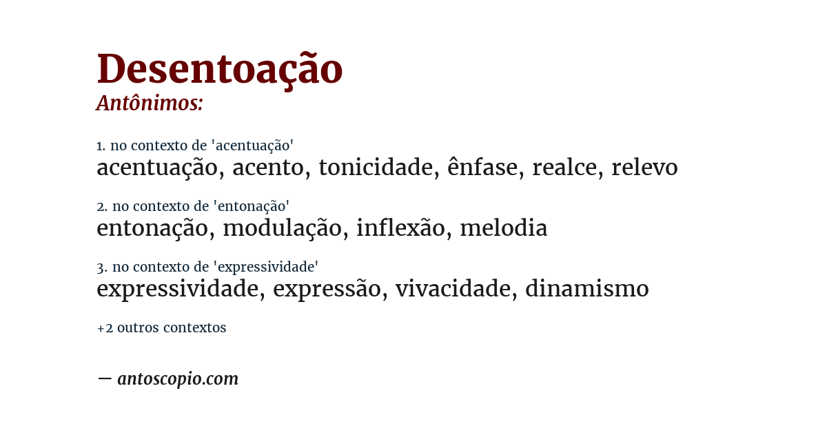 Antônimo de desentoação