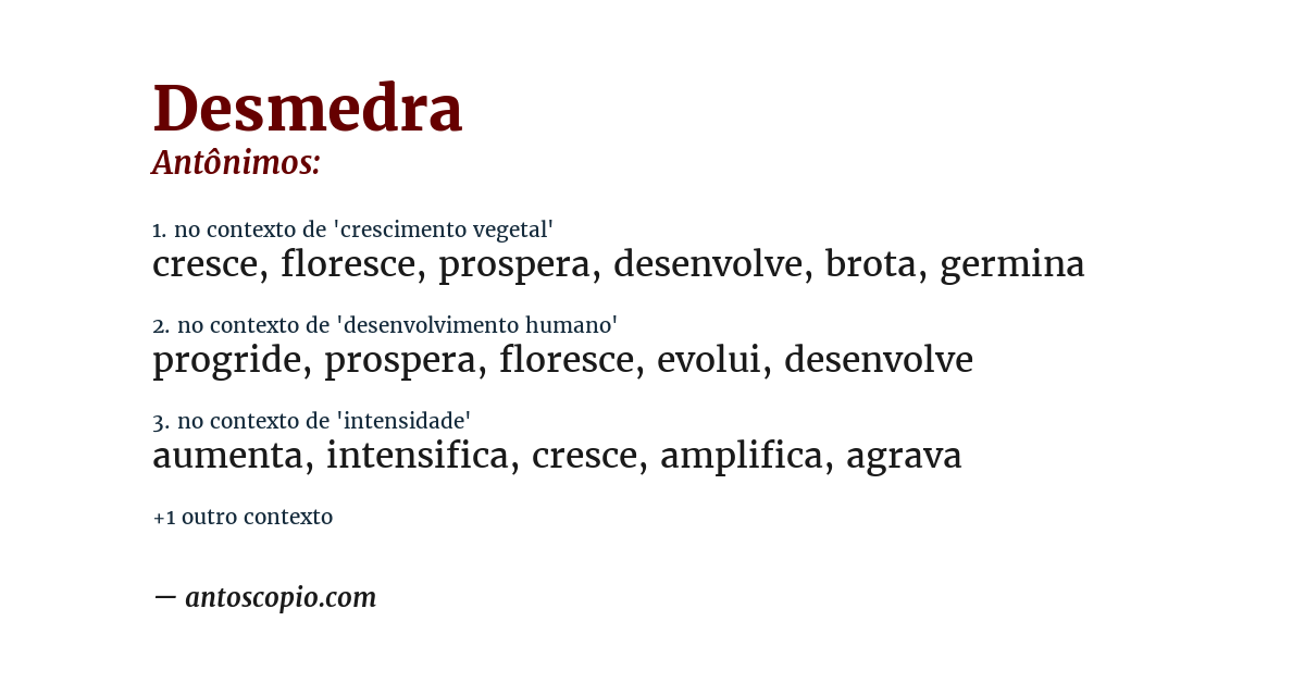 Antônimo de desmedra