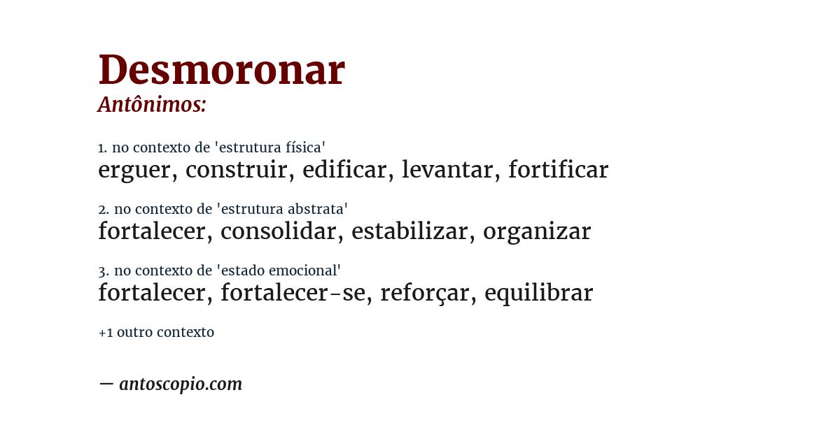 Antônimo de desmoronar