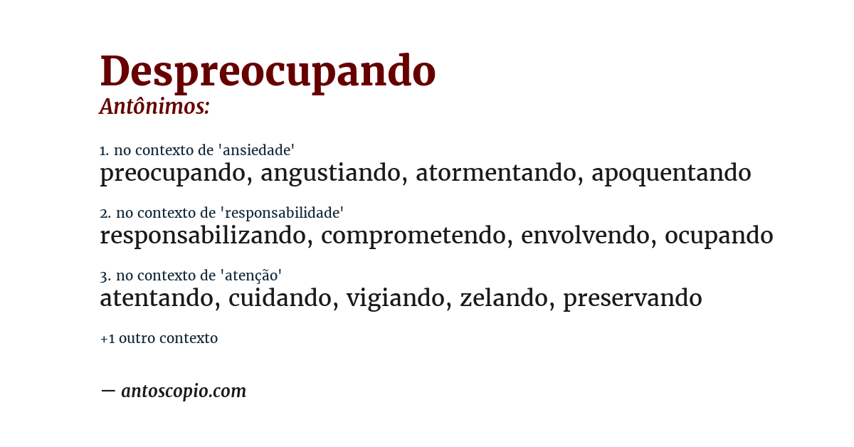 Antônimo de despreocupando