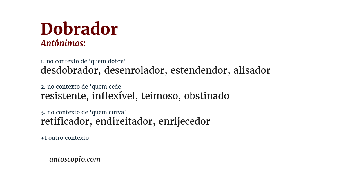 Antônimo de dobrador