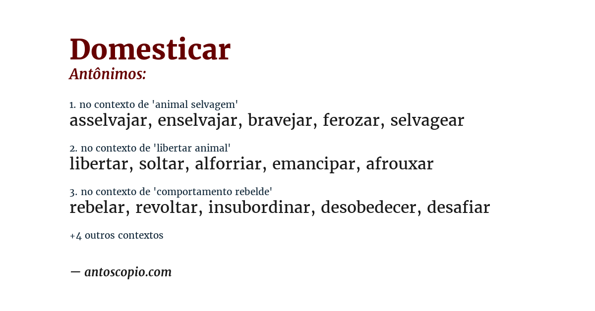 Antônimo de domesticar