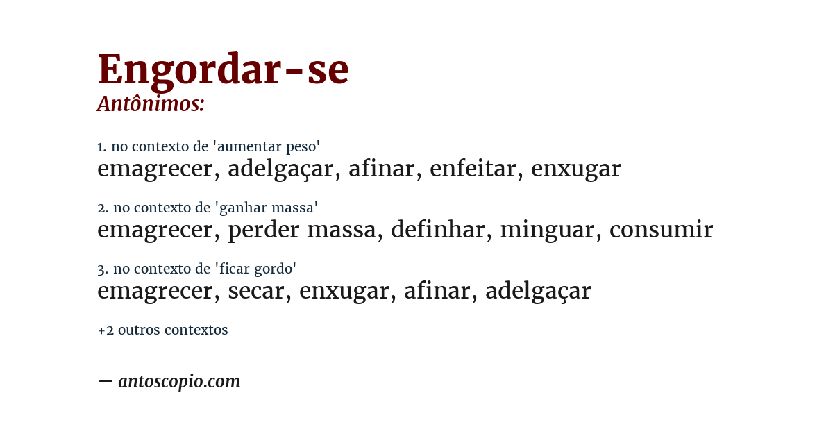 Antônimo de engordar-se