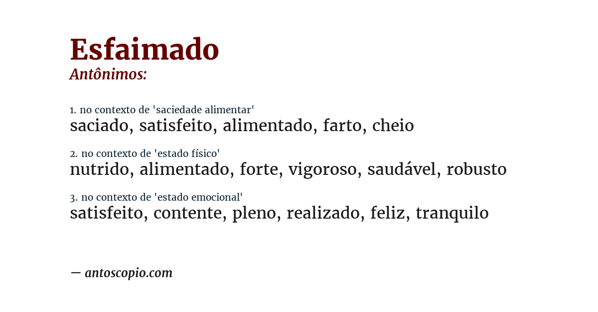 Antônimo de esfaimado