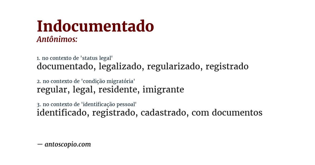 Antônimo de indocumentado