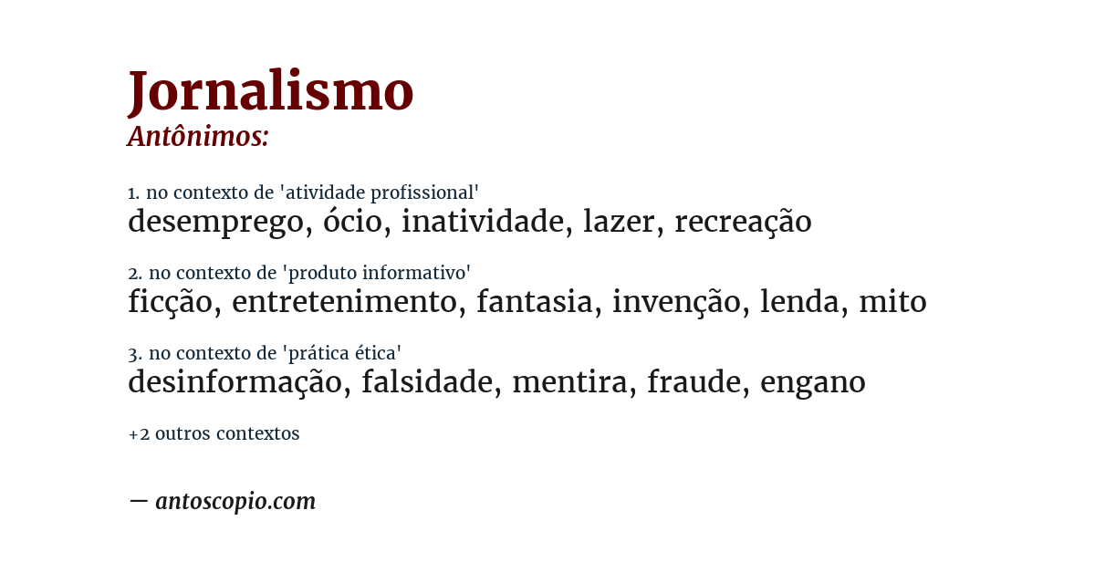 Antônimo de jornalismo