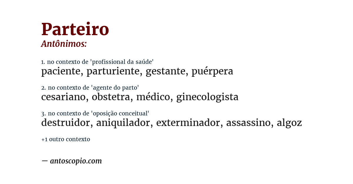 Antônimo de parteiro