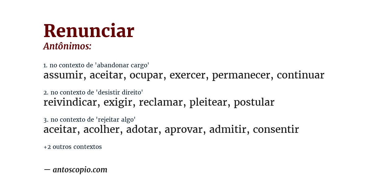Antônimo de renunciar