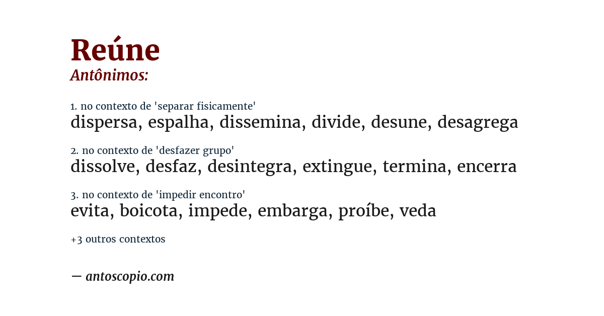 Antônimo de reúne