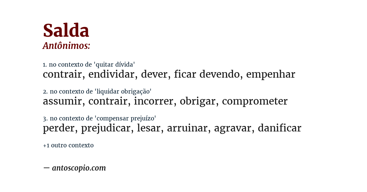 Antônimo de salda