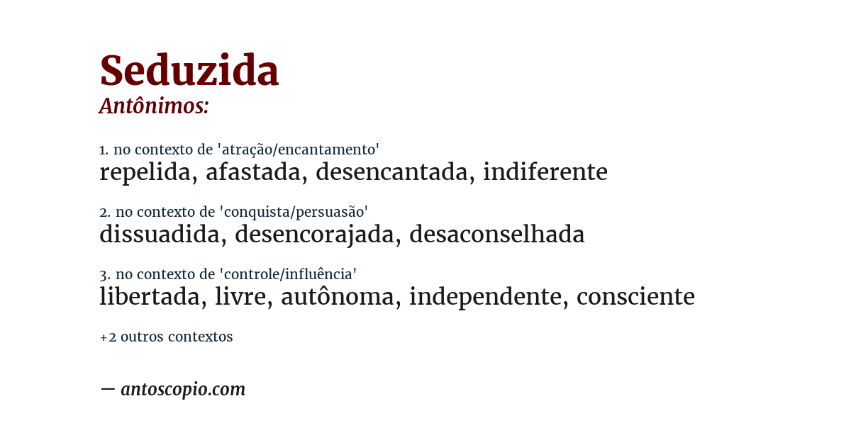 Antônimo de seduzida