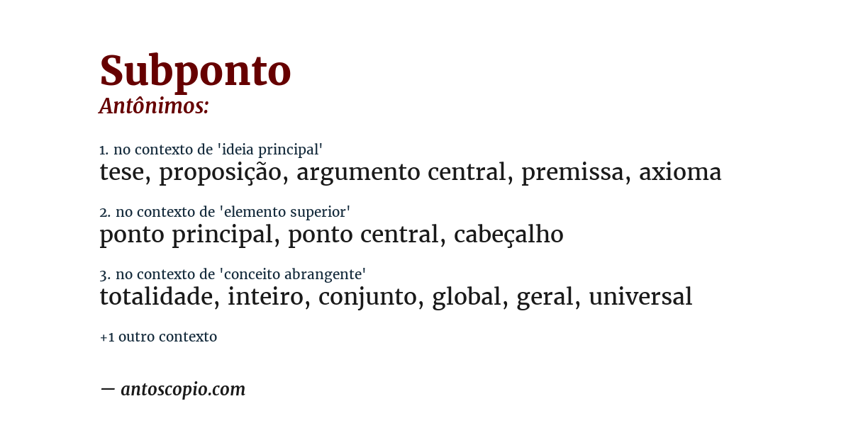 Antônimo de subponto